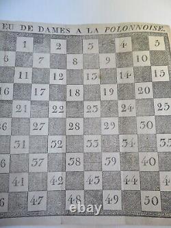 RARE GRAVURE XVIII JEU DAMES à LA POLONAISE POLOGNE CHECKERS ANTIQUE GAME 1750
