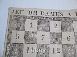 RARE GRAVURE XVIII JEU DAMES à LA POLONAISE POLOGNE CHECKERS ANTIQUE GAME 1750