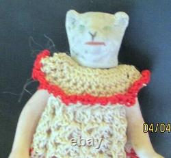 RARISSIME MINIATURE CHAT poupee ancienne habillee articulee Germany 7,5cm