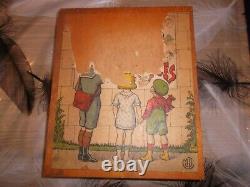 Rare Ancien Jeu De 30 Cubes Alphabetiques Illustres En Bois Annees 1900