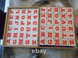 Rare Ancien Jeu De 30 Cubes Alphabetiques Illustres En Bois Annees 1900