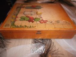 Rare Ancien Jeu De 30 Cubes Alphabetiques Illustres En Bois Annees 1900