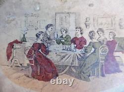 Rare Dinette Ancienne En Porcelaine Dans Son Coffret Carton Époque Napoléon III