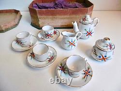 Rare Dinette Ancienne En Porcelaine Dans Son Coffret Carton Époque Napoléon III