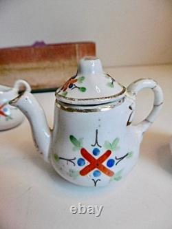 Rare Dinette Ancienne En Porcelaine Dans Son Coffret Carton Époque Napoléon III