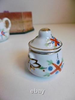 Rare Dinette Ancienne En Porcelaine Dans Son Coffret Carton Époque Napoléon III