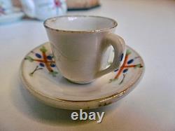 Rare Dinette Ancienne En Porcelaine Dans Son Coffret Carton Époque Napoléon III