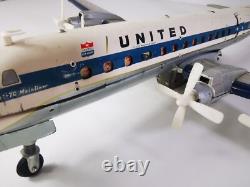 Rare Douglas DC-7 Cragstan Yonezawa Japon 1950s Jouet Étamé à Piles 54cm Vintage