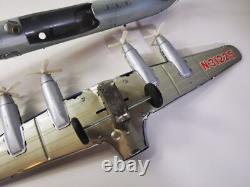 Rare Douglas DC-7 Cragstan Yonezawa Japon 1950s Jouet Étamé à Piles 54cm Vintage
