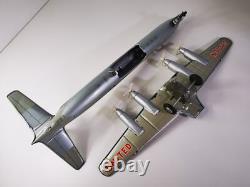 Rare Douglas DC-7 Cragstan Yonezawa Japon 1950s Jouet Étamé à Piles 54cm Vintage