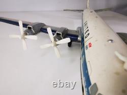 Rare Douglas DC-7 Cragstan Yonezawa Japon 1950s Jouet Étamé à Piles 54cm Vintage