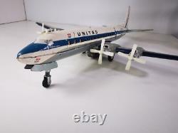 Rare Douglas DC-7 Cragstan Yonezawa Japon 1950s Jouet Étamé à Piles 54cm Vintage