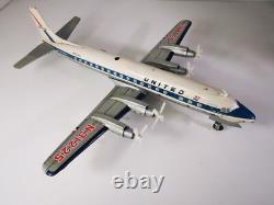 Rare Douglas DC-7 Cragstan Yonezawa Japon 1950s Jouet Étamé à Piles 54cm Vintage
