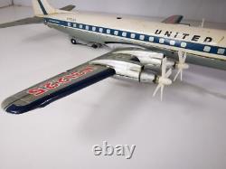 Rare Douglas DC-7 Cragstan Yonezawa Japon 1950s Jouet Étamé à Piles 54cm Vintage