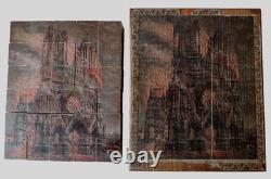 Rare Jeu de Cubes Incendie de la Cathedrale de Reims WW1 Complet + Boite 1920