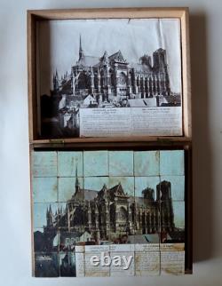 Rare Jeu de Cubes Incendie de la Cathedrale de Reims WW1 Complet + Boite 1920