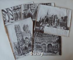 Rare Jeu de Cubes Incendie de la Cathedrale de Reims WW1 Complet + Boite 1920