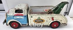 Rare camion dépanneuse Wyandotte jouet ancien tôle fer blanc style Triang Tonka