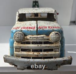 Rare camion dépanneuse Wyandotte jouet ancien tôle fer blanc style Triang Tonka