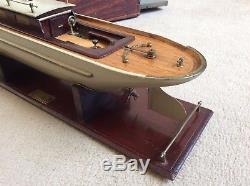 Rare canot de bassin mécanique ancien 1950 bateau jouet bois
