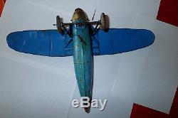 Rare jep f255 bleu 1930 moteur ok aeroplane avion en tole old toy