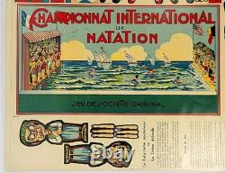 SAUSSINE Championnat International de Natation BELLE PLANCHE CHROMOLITHOGRAPHIE