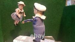 SCHUCO Automate Patent, MARIN et petite fille jouet Allemand ancien mécanique