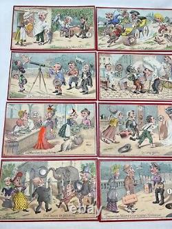 Série de 8 Planches De Loto Ancien Humoristique Lithographié Jouet Jeux