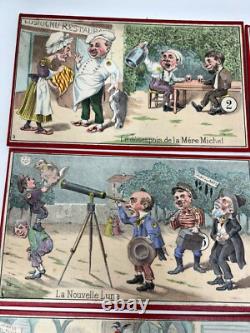 Série de 8 Planches De Loto Ancien Humoristique Lithographié Jouet Jeux