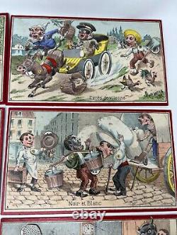 Série de 8 Planches De Loto Ancien Humoristique Lithographié Jouet Jeux