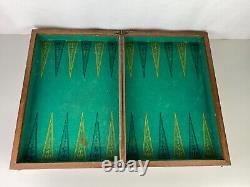 Sublime Jeu de Backgammon, Jacquet, Français Vintage en bois avec gobelets cuir