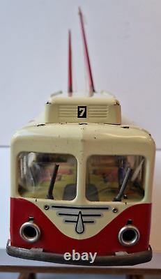Superbe Trolley bus vectra Joustra jouet ancien en tôle