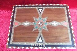 Très Beau, Ancien Jeu D'Échecs, Bois, Incrustations, Tiroirs