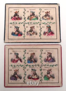 Trés ancien Jeu de Loto Histoire de France 11 Cartons Mme Brisse 1865