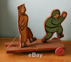 Très rare ancien jouet à tirer en bois vers les 1944/45