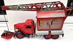 Très rare gros camion grue routier Vébé VEBE jouet ancien tôle CIJ JRD joustra