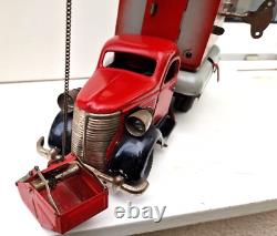 Très rare gros camion grue routier Vébé VEBE jouet ancien tôle CIJ JRD joustra
