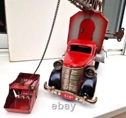 Très rare gros camion grue routier Vébé VEBE jouet ancien tôle CIJ JRD joustra