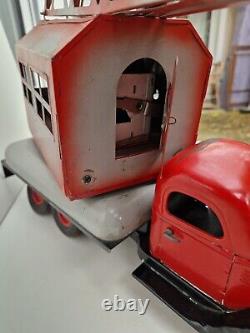 Très rare gros camion grue routier Vébé VEBE jouet ancien tôle CIJ JRD joustra