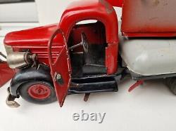 Très rare gros camion grue routier Vébé VEBE jouet ancien tôle CIJ JRD joustra
