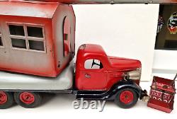 Très rare gros camion grue routier Vébé VEBE jouet ancien tôle CIJ JRD joustra