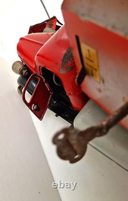 Très rare gros camion grue routier Vébé VEBE jouet ancien tôle CIJ JRD joustra