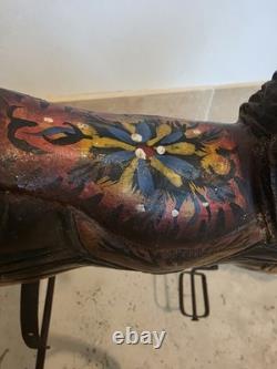 Tricycle Cheval En Bois Ancien Miniature. H40