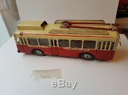 Trolley bus tramway Joustra jouet ancien en tole