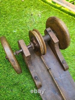 Trottinette en bois ancienne, SKIFA 1920-1930 breveté, direction à poulie