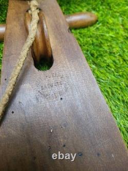 Trottinette en bois ancienne, SKIFA 1920-1930 breveté, direction à poulie