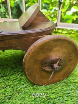 Trottinette en bois ancienne, SKIFA 1920-1930 breveté, direction à poulie