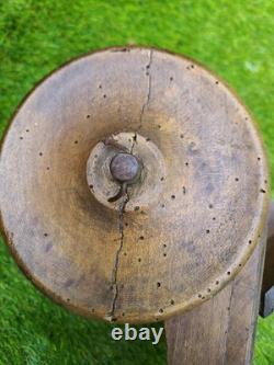 Trottinette en bois ancienne, SKIFA 1920-1930 breveté, direction à poulie