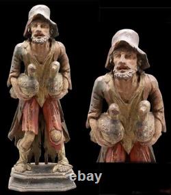 VENDEUR D'OIES bois XVIII ème / bois sculpté
