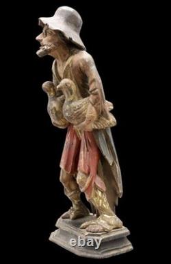 VENDEUR D'OIES bois XVIII ème / bois sculpté